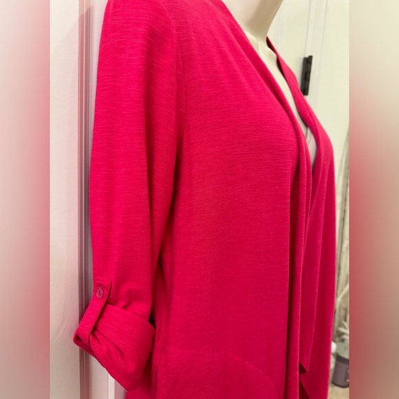 Talbots Cuffed Sleeve Open Front Cardigan Size P Pockets - Picture 4 of 9